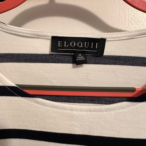 Eloquii Blue and White Boxy Blouse - Picture 2 of 3